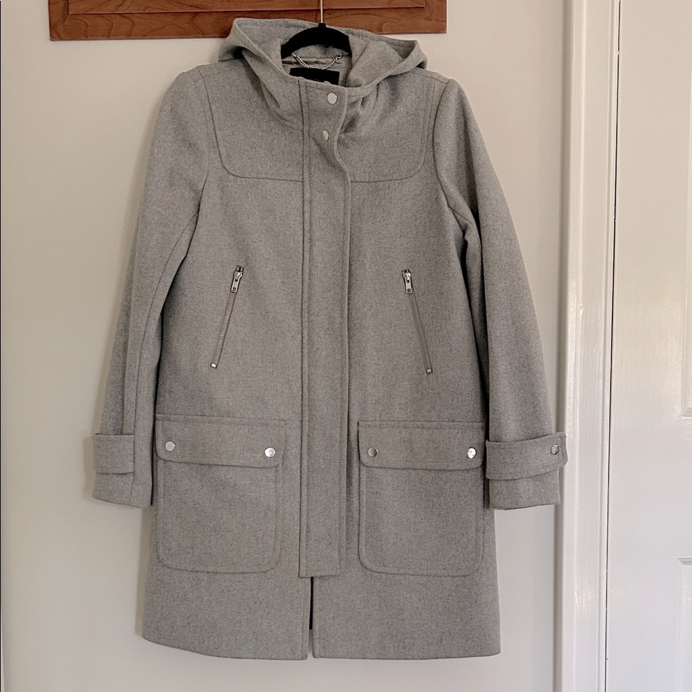J. Crew Light Gray Melton Wool Stadium Coat